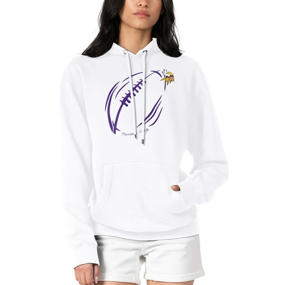 Women's G-III 4Her by Carl Banks White Minnesota Vikings Football Logo Fleece Tri-Blend Pullover Hoodie