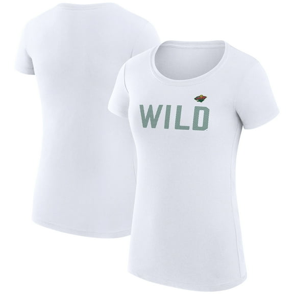 Women's G-III 4Her by Carl Banks White Minnesota Wild Super-Slim Fit Lightweight Dot Print Team T-Shirt