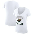 thumbnail image 1 of Women's G-III 4Her by Carl Banks White Minnesota Wild Super-Slim Fit Lightweight Team Logo Graphic V-Neck T-Shirt, 1 of 3