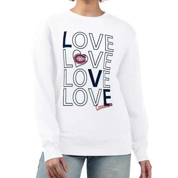 Women's G-III 4Her by Carl Banks White Montreal Canadiens Lots Of Love Team Logo Graphic Pullover Sweatshirt