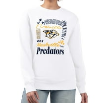 Women's G-III 4Her by Carl Banks White Nashville Predators Collage Graphic Fleece Long Sleeve Pullover Sweatshirt