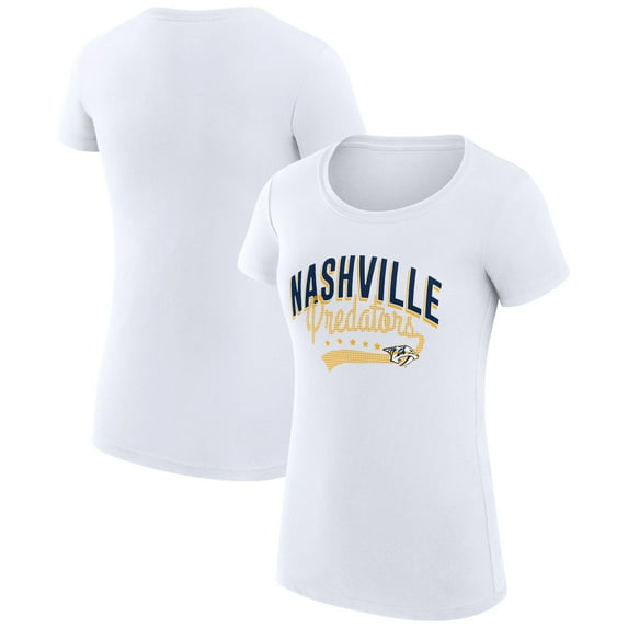 Women's G-III 4Her by Carl Banks White Nashville Predators Super-Slim Fit Lightweight Filigree Logo T-Shirt