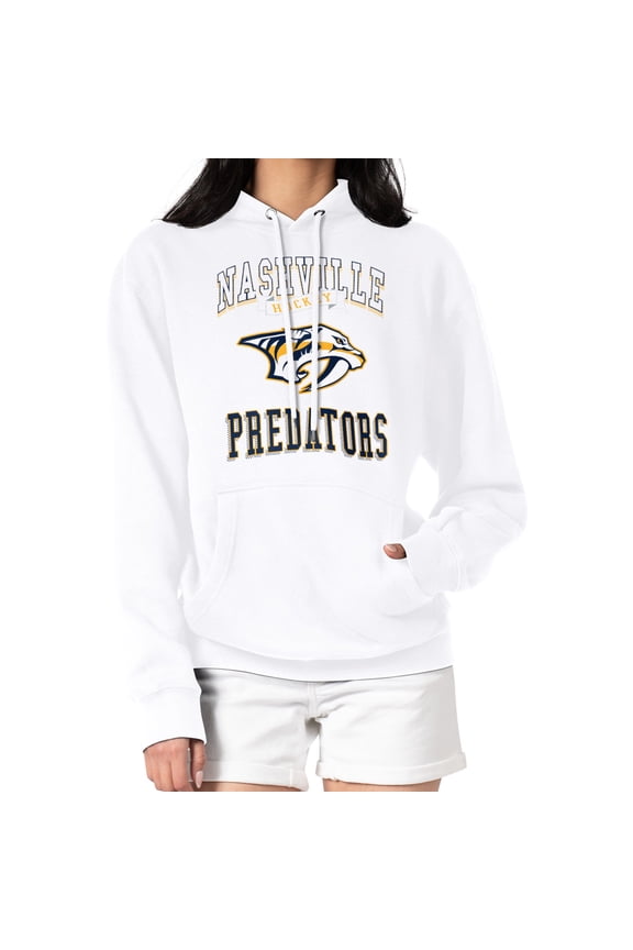 Women's G-III 4Her by Carl Banks White Nashville Predators Team Logo Tri-Blend Fleece Pullover Hoodie
