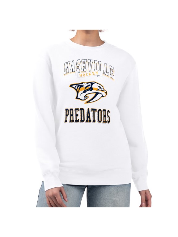 Women's G-III 4Her by Carl Banks White Nashville Predators Team Logo Tri-Blend Fleece Pullover Sweatshirt