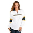 thumbnail image 1 of Women's G-III 4Her by Carl Banks White/Navy Nashville Predators Goal Zone Long Sleeve Lace-Up Hoodie T-Shirt, 1 of 2