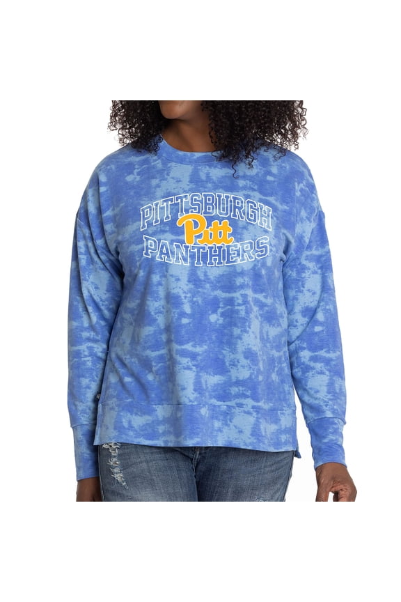 Women's Royal Pitt Panthers Brandy Tie Dye Tri-Blend Long Sleeve Top