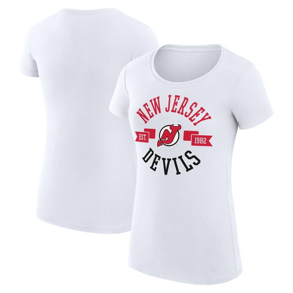 Women's G-III 4Her by Carl Banks White New Jersey Devils Super-Slim Fit Lightweight City Graphic Sport Crewneck T-Shirt
