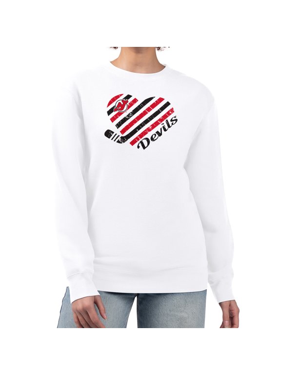 Women's G-III 4Her by Carl Banks White New Jersey Devils Heart Graphic Pullover Sweatshirt