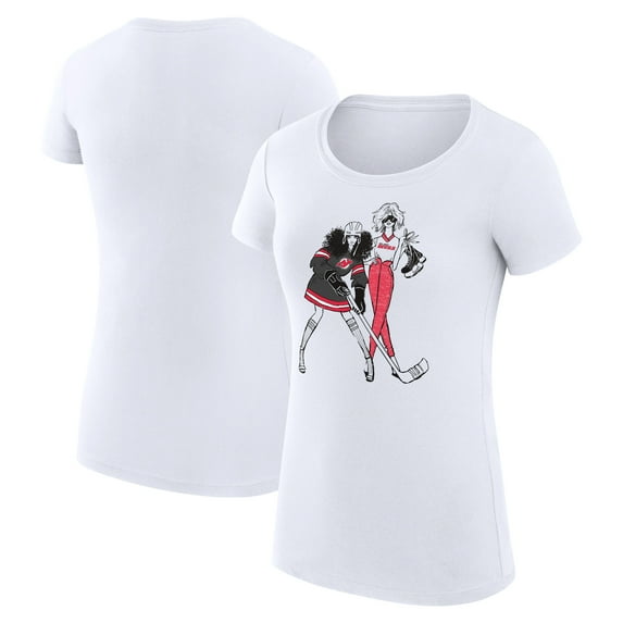 Women's G-III 4Her by Carl Banks White New Jersey Devils Hockey Girls Fitted T-Shirt