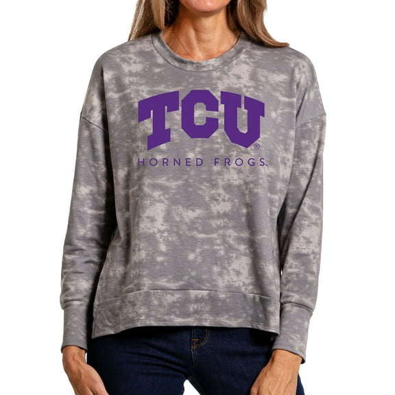Women's Gray TCU Horned Frogs Brandy Tie Dye Tri-Blend Long Sleeve Top