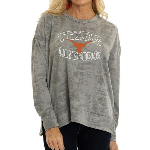 Women's Gray Texas Longhorns Brandy Tie Dye Tri-Blend Long Sleeve Top