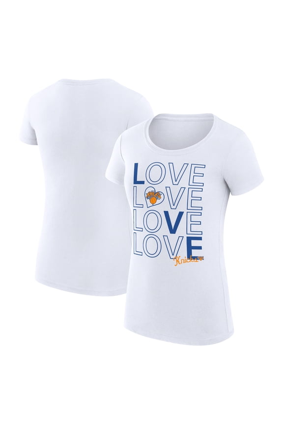 Women's G-III 4Her by Carl Banks White New York Knicks Super-Slim Fit Lightweight Basketball Love T-Shirt