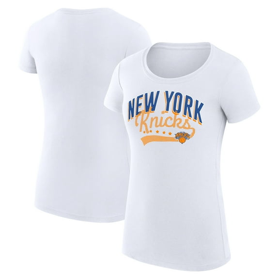 Women's G-III 4Her by Carl Banks White New York Knicks Super-Slim Fit Lightweight Filigree Logo T-Shirt