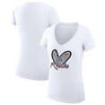 thumbnail image 1 of Women's G-III 4Her by Carl Banks  White New York Knicks Super-Slim Fit Lightweight Leopard Heart V-Neck T-Shirt, 1 of 3