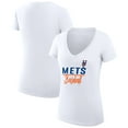 thumbnail image 1 of Women's G-III 4Her by Carl Banks  White New York Mets Team Graphic V-Neck Fitted T-Shirt, 1 of 3