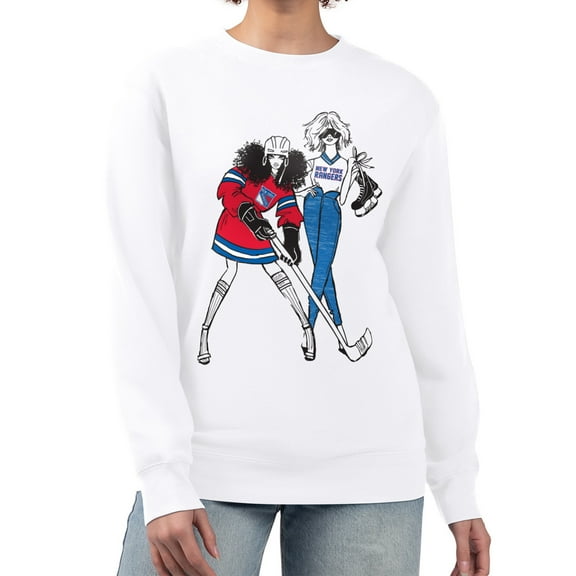 Women's G-III 4Her by Carl Banks  White New York Rangers Hockey Girls Team Graphic Fleece Pullover Sweatshirt