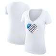 thumbnail image 1 of Women's G-III 4Her by Carl Banks White Oklahoma City Thunder Super-Slim Fit Lightweight Heart V-Neck T-Shirt, 1 of 3