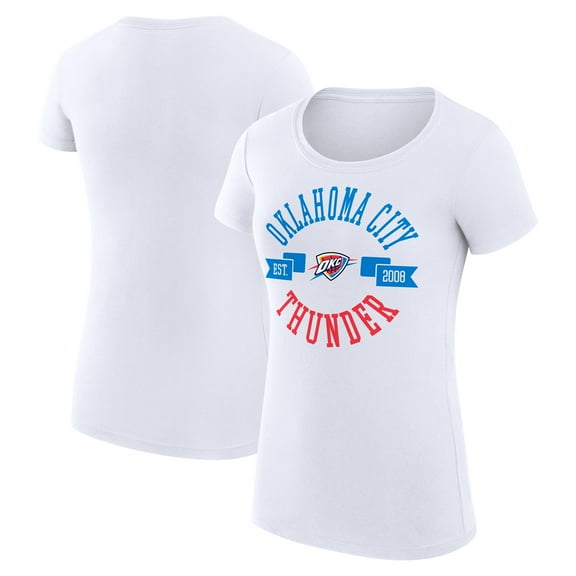 Women's G-III 4Her by Carl Banks White Oklahoma City Thunder Super-Slim Fit Lightweight Large City Logo T-Shirt