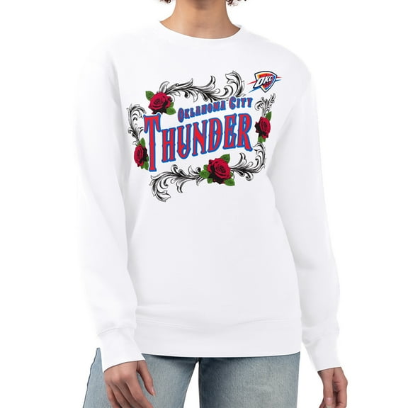 Women's G-III 4Her by Carl Banks White Oklahoma City Thunder Roses Fleece Tri-Blend Sweatshirt