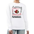 thumbnail image 1 of Women's G-III 4Her by Carl Banks White Ottawa Senators Collage Graphic Fleece Long Sleeve Pullover Sweatshirt, 1 of 3