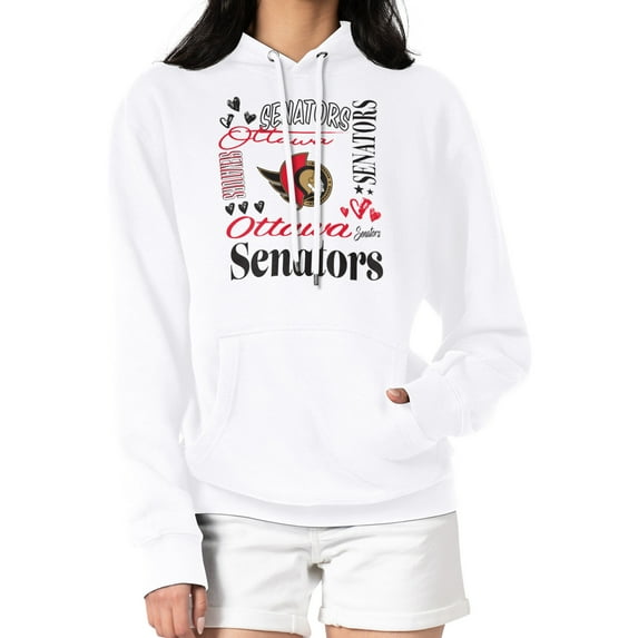 Women's G-III 4Her by Carl Banks White Ottawa Senators Collage Team Graphic Tri-Blend Fleece Pullover Hoodie