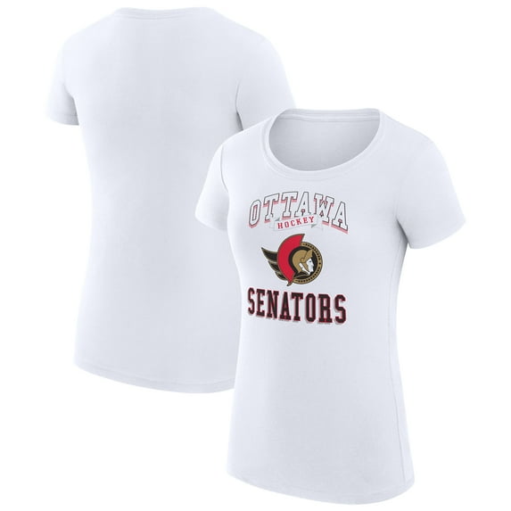 Women's G-III 4Her by Carl Banks White Ottawa Senators Super-Slim Fit Lightweight Team Logo Graphic T-Shirt