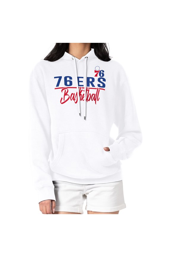 Women's G-III 4Her by Carl Banks White Philadelphia 76ers Graphics Fleece Pullover Hoodie