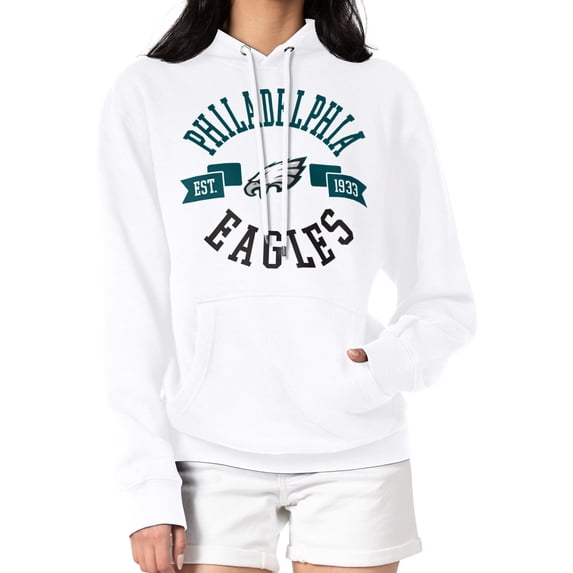 Women's G-III 4Her by Carl Banks White Philadelphia Eagles City Graphic Team Fleece Pullover Hoodie