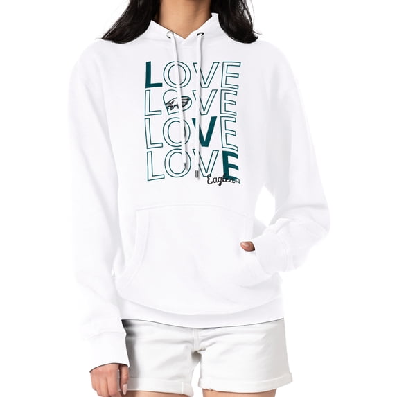 Women's G-III 4Her by Carl Banks White Philadelphia Eagles Love Graphic Pullover Hoodie