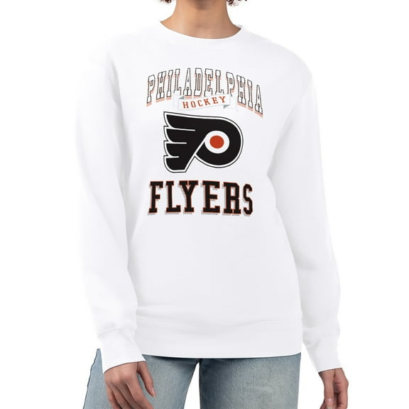 Women's G-III 4Her by Carl Banks White Philadelphia Flyers Team Logo Tri-Blend Fleece Pullover Sweatshirt