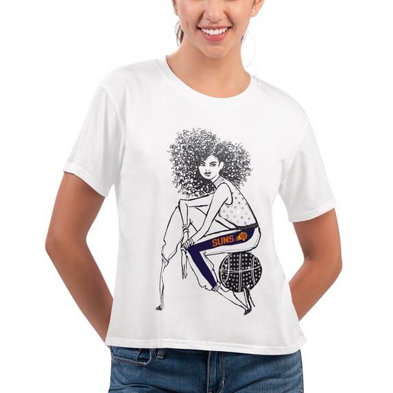 Women's G-III 4Her by Carl Banks White Phoenix Suns Play the Ball Cropped T-Shirt