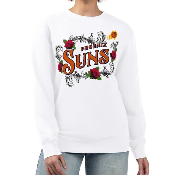 Women's G-III 4Her by Carl Banks White Phoenix Suns Roses Fleece Tri-Blend Sweatshirt