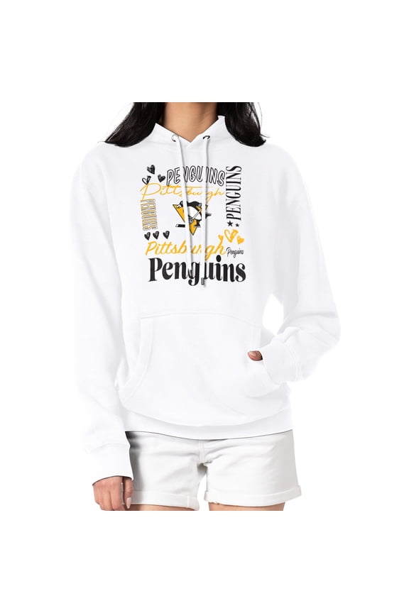 Women's G-III 4Her by Carl Banks White Pittsburgh Penguins Collage Team Graphic Tri-Blend Fleece Pullover Hoodie
