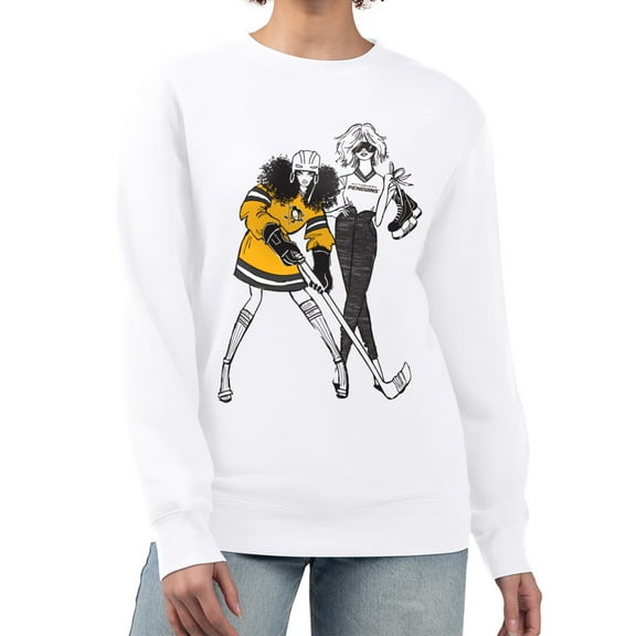 Women's G-III 4Her by Carl Banks  White Pittsburgh Penguins Hockey Girls Team Graphic Fleece Pullover Sweatshirt