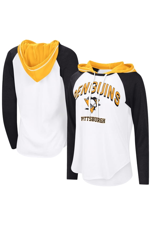Women's-G-III 4Her by Carl Banks White Pittsburgh Penguins VIP Raglan Long Sleeve Hoodie T-Shirt