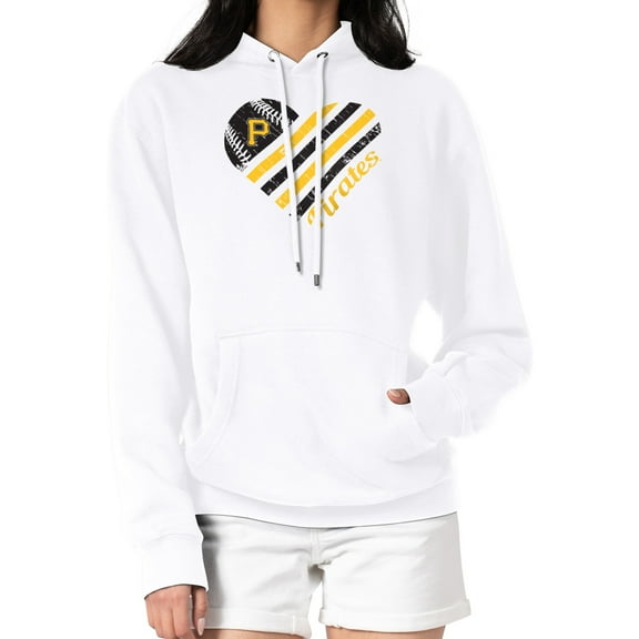 Women's G-III 4Her by Carl Banks  White Pittsburgh Pirates Heart Fleece Pullover Hoodie