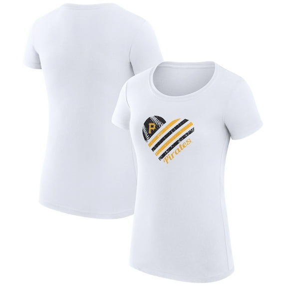 Women's G-III 4Her by Carl Banks White Pittsburgh Pirates Super-Slim Fit Lightweight Heart Graphic T-Shirt