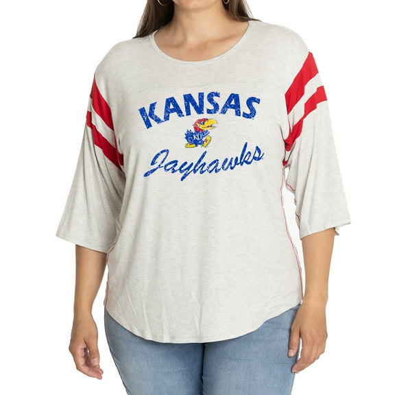 Women's Gray Kansas Jayhawks Sabrina Jersey T-Shirt