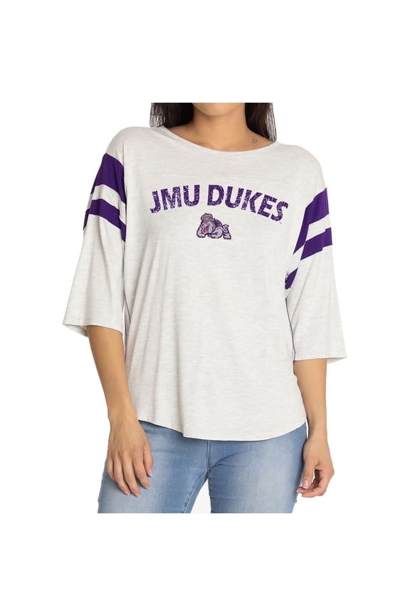 Women's Gray James Madison Dukes Sabrina Jersey T-Shirt