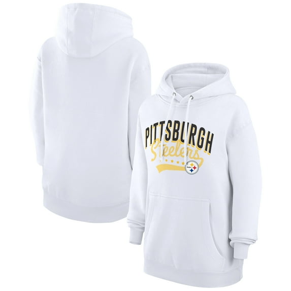 Women's G-III 4Her by Carl Banks White Pittsburgh Steelers Filigree Logo Pullover Hoodie