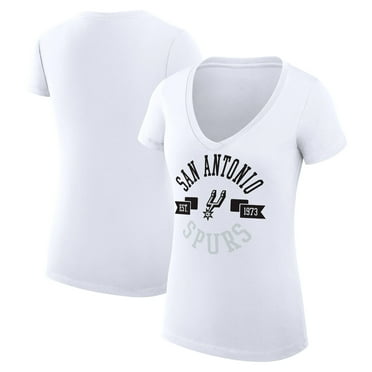 Women's G-III 4Her by Carl Banks White San Antonio Spurs Large City Logo Fitted V-Neck T-Shirt