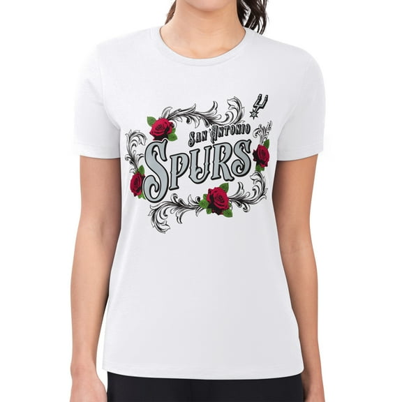 Women's G-III 4Her by Carl Banks White San Antonio Spurs Super-Slim Fit Lightweight Roses Crew Neck T-Shirt