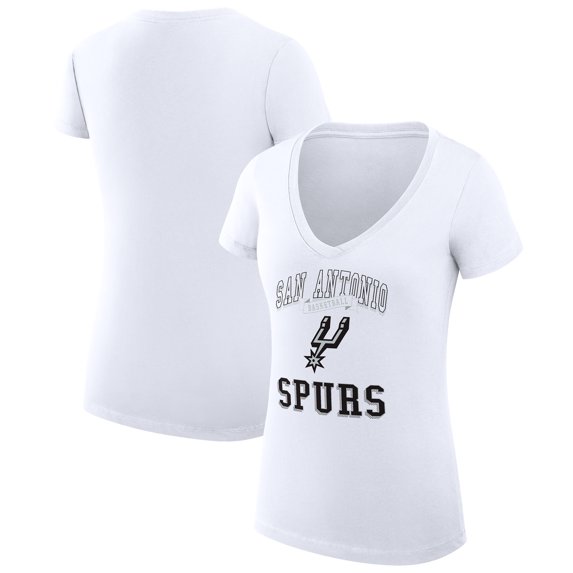 Women's G-III 4Her by Carl Banks White San Antonio Spurs Team Logo Fitted V-Neck T-Shirt