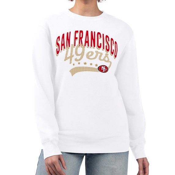 Women's G-III 4Her by Carl Banks White San Francisco 49ers Filigree Logo Graphic Fleece Pullover Sweatshirt