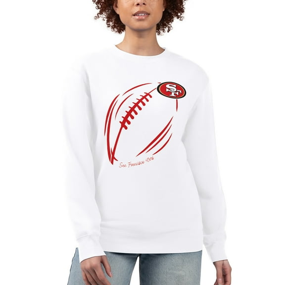 Women's G-III 4Her by Carl Banks White San Francisco 49ers Football Logo Graphic Fleece Tri-Blend Pullover Sweatshirt