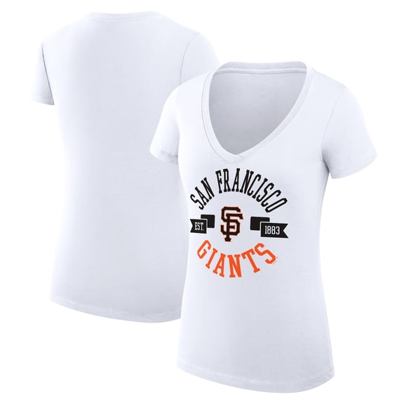 Women's G-III 4Her by Carl Banks White San Francisco Giants Super-Slim Fit Lightweight City Graphic V-Neck T-Shirt