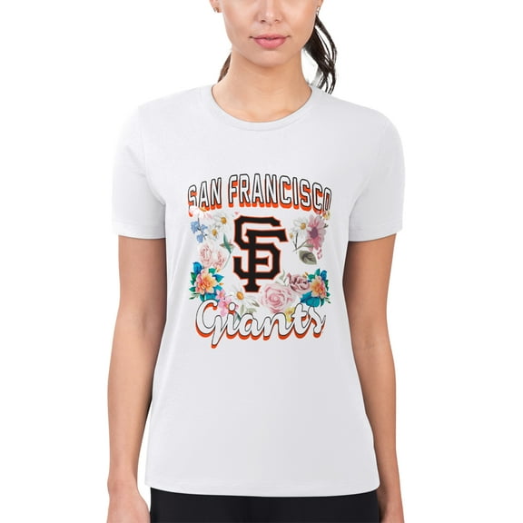 Women's G-III 4Her by Carl Banks White San Francisco Giants Super-Slim Fit Lightweight Flowers Graphic T-Shirt