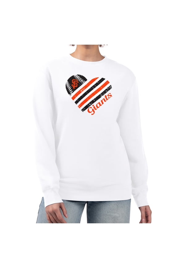 Women's G-III 4Her by Carl Banks White San Francisco Giants Heart Logo Fleece Pullover Sweatshirt