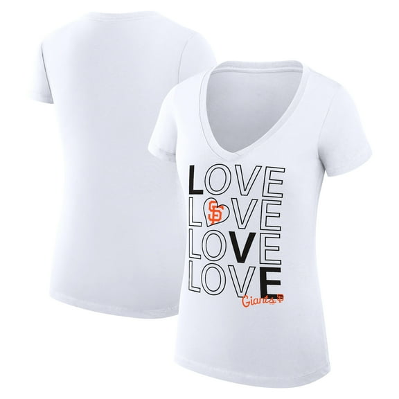 Women's G-III 4Her by Carl Banks White San Francisco Giants Super-Slim Fit Lightweight Love Graphic Team V-Neck T-Shirt