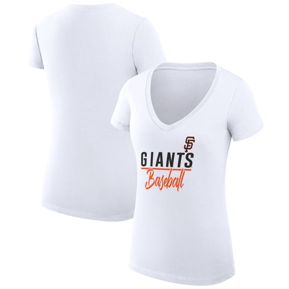 Women's G-III 4Her by Carl Banks White San Francisco Giants Super-Slim Fit Lightweight Team Graphic V-Neck T-Shirt